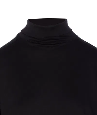 Lemaire Relaxed Mock Neck Long Sleeves Top In Black