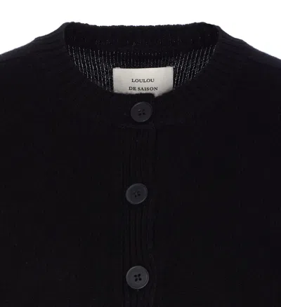 Loulou De Saison Black Aidar Lds Cashmere Blend Cardigan In Black