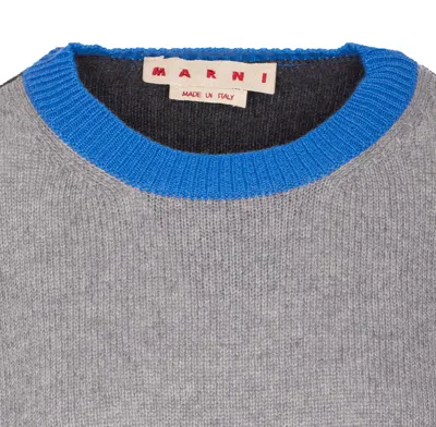 Marni Cropped Color-block Sweater With Round Neckline In Gray