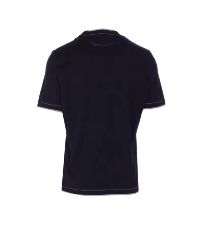 Brunello Cucinelli Logo Crew Neck Cotton T-shirt With Contrast Trim
