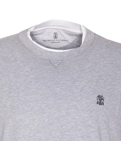 Brunello Cucinelli Layered Crewneck T-shirt Stitch Detailing In Gray