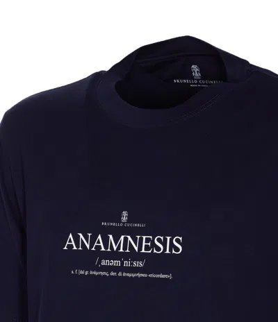 Brunello Cucinelli Cotton Crew Neck T-shirt With Graphic Print In Black