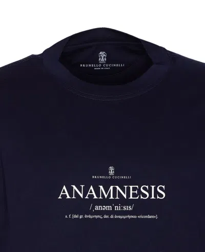 Brunello Cucinelli Cotton Crew Neck T-shirt With Graphic Print In Black