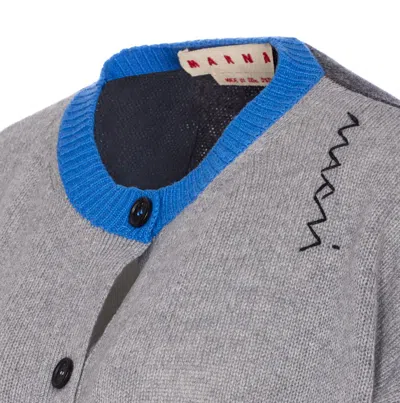 Marni Knitwear Cardigan Embroidered Detail In Gray