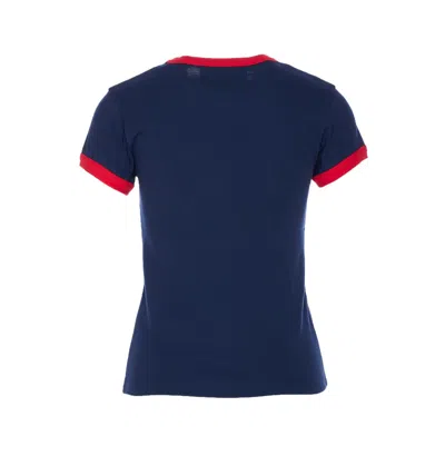 Valentino Crew Neck Cotton T-shirt With Contrast Trim In Blue