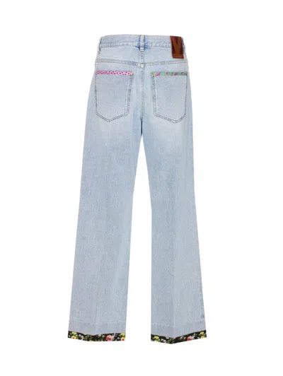 Valentino Embroidered Denim Trousers Woman Light Denim 28 In Blue