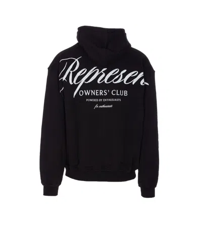 Represent Black Hoodie With Logo Lettering Detail On The Front And Maxi Logo Print On The Rear In Black