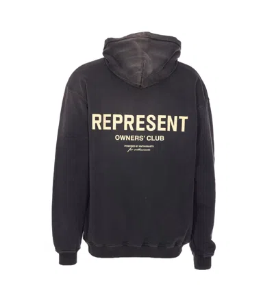 Represent Oversized Logo Hooded Sweatshirt In Black
