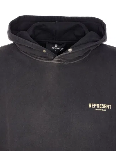 Represent Oversized Logo Hooded Sweatshirt In Black