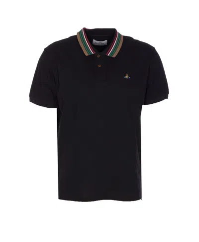 Vivienne Westwood Classic Cotton Pique Polo Shirt In Black