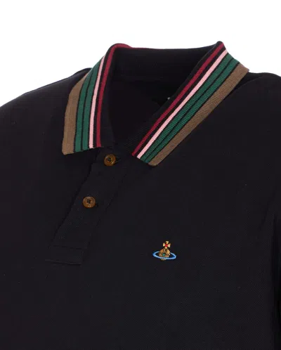 Vivienne Westwood Classic Cotton Pique Polo Shirt In Black