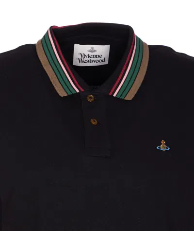Vivienne Westwood Classic Cotton Pique Polo Shirt In Black