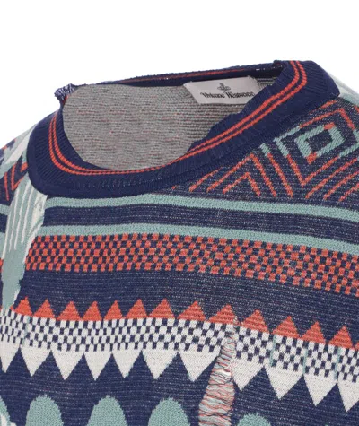 Vivienne Westwood Broken Fair Isle Jumper Linen Wool Blend M/l Unisex In Multi