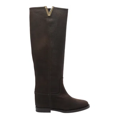 Via Roma 15 Leather Boots In Brown