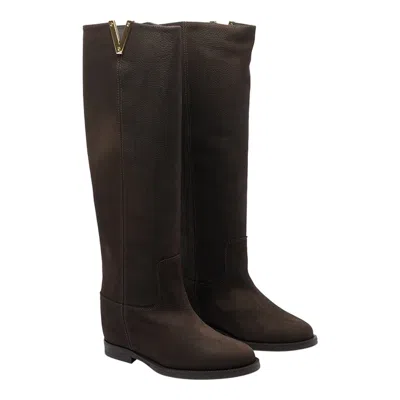 Via Roma 15 Leather Boots In Brown