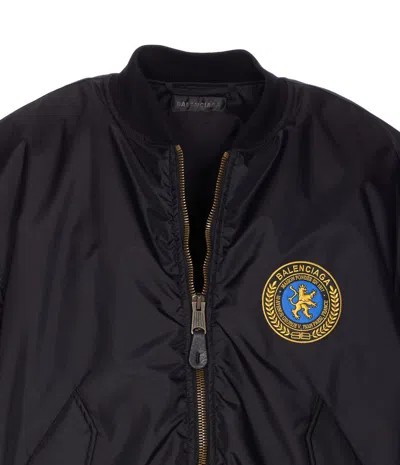 Balenciaga Men Bomber Jacket With Logo In Black