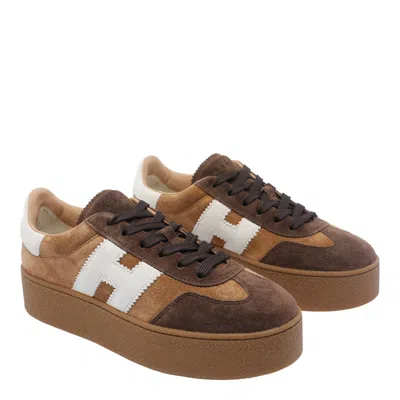 Hogan Low Top Platform Sole Sneakers In Brown