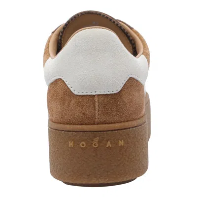Hogan Low Top Platform Sole Sneakers In Brown