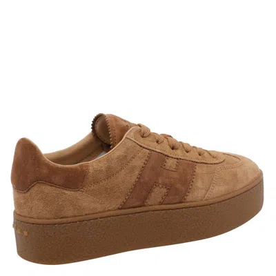 Hogan Low Top Sneakers Platform Sole In Brown