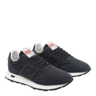 Philippe Model Low Top Sneakers With Rubber Sole And Suede Accents In Black