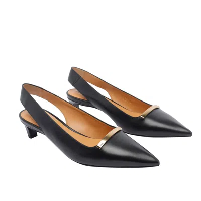 Tod's Leather Kitten Heel Slingback Pumps With Metal Detail