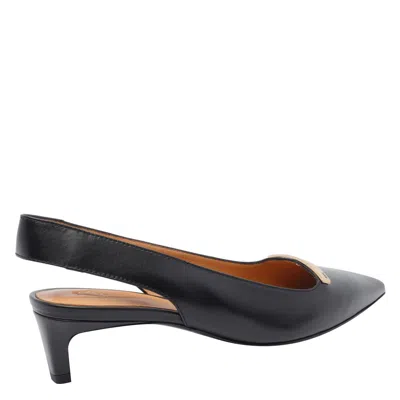 Tod's Leather Kitten Heel Slingback Pumps With Metal Detail