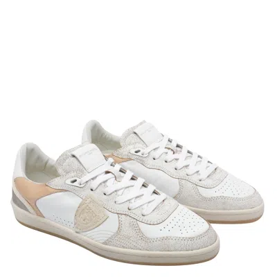 Philippe Model Veau Crackle Blanc Sable Sneakers In White