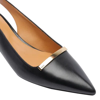 Tod's Leather Kitten Heel Slingback Pumps With Metal Detail