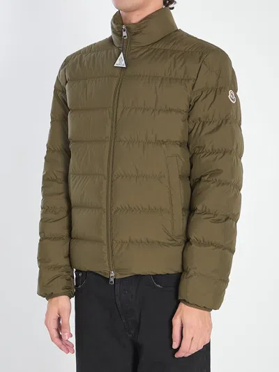 Moncler Men Baudinet Down Jacket With Logo Patch In Green
