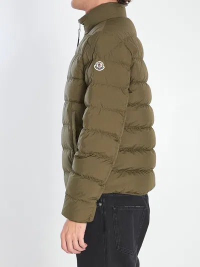 Moncler Men Baudinet Down Jacket With Logo Patch In Green