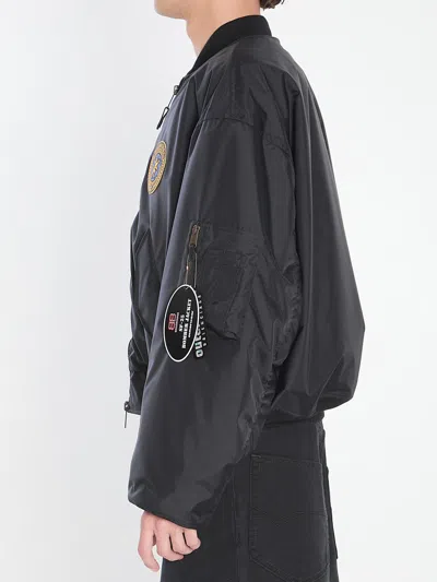 Balenciaga Men Bomber Jacket With Logo In Black