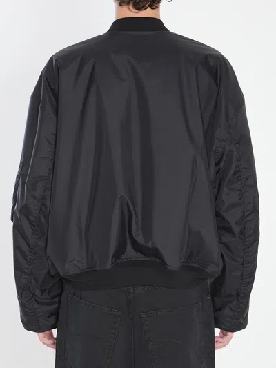 Balenciaga Men Bomber Jacket With Logo In Black