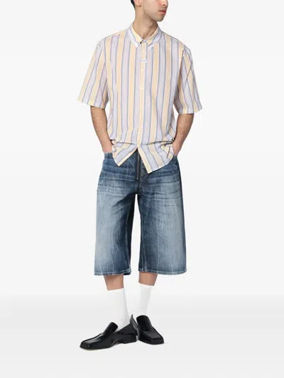 Martine Rose Yellow/blue Striped Cotton Shirt In Multi