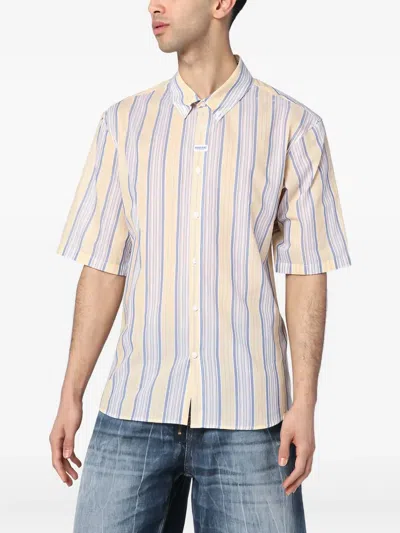 Martine Rose Yellow/blue Striped Cotton Shirt In Multi
