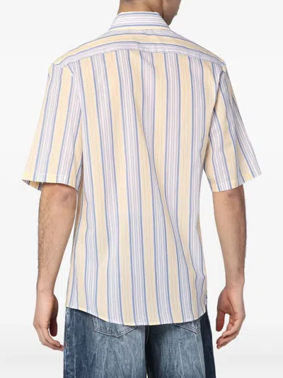 Martine Rose Yellow/blue Striped Cotton Shirt In Multi