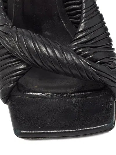 Pre-owned Versace 105mm Pleated-knot Sandals In Black