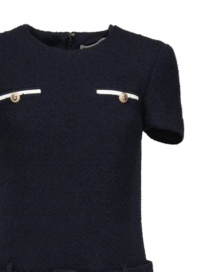Self-portrait Textured Boucle Mini Dress In Blue