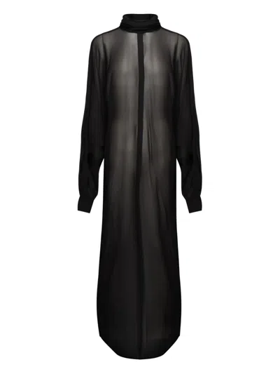 Nineminutes Kim High-neck Wide-sleeve Maxi Dress In Black