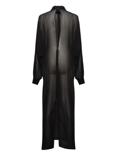 Nineminutes Kim High-neck Wide-sleeve Maxi Dress In Black