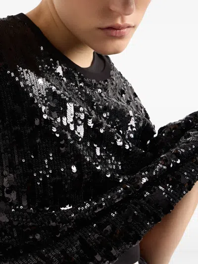Armani Exchange Sequin-embellished T-shirt In Black