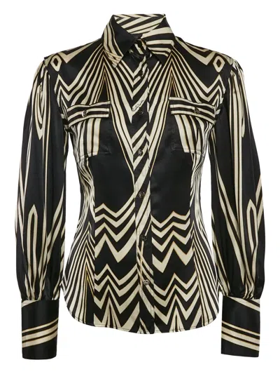 Pre-owned Roberto Cavalli Vintage 2007 Geometric-print Silk Shirt