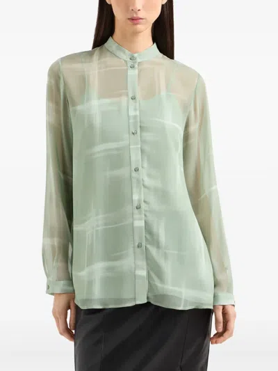Armani Exchange Abstract-print Shirt In Green