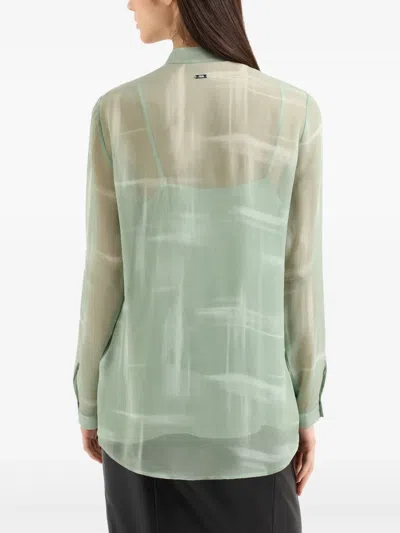 Armani Exchange Abstract-print Shirt In Green