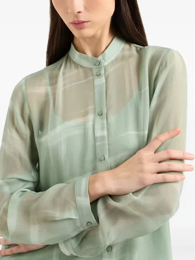 Armani Exchange Abstract-print Shirt In Green
