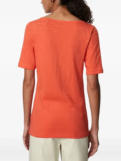 Marc O'polo Wide-neck Short-sleeve Top In Orange