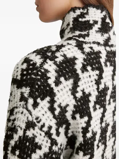 Marc O'polo Houndstooth-pattern Turtleneck Sweater In Black