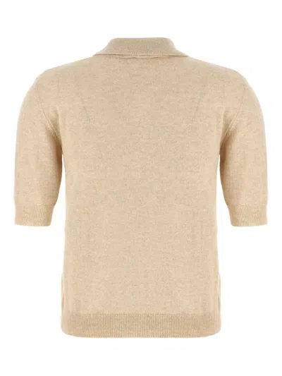 Moschino Knitwear Polo Collar Short Sleeves Ribbed Hem In Neutral