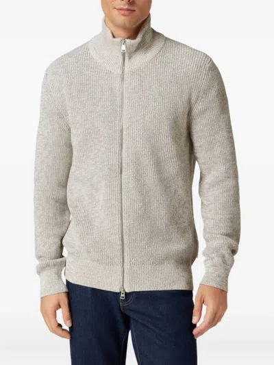 Marc O'polo Zip-front Ribbed Cardigan In White