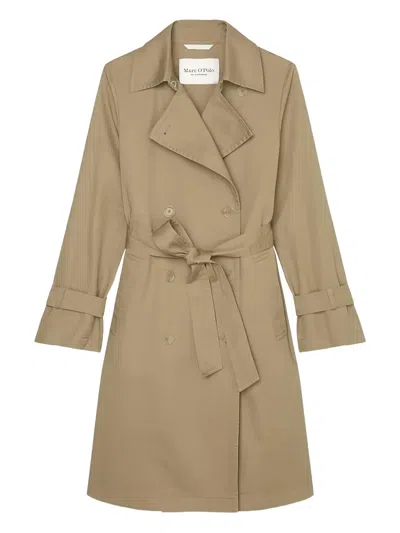 Marc O'polo Double-breasted Belted Trench Coat In Brown