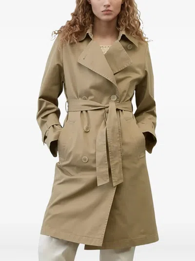 Marc O'polo Double-breasted Belted Trench Coat In Brown